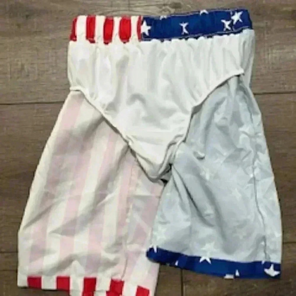 Patriotic Stars & Stripes boys med 10/12‎ lined Swim trunks board shorts red EUC - Picture 6 of 7